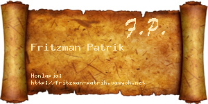 Fritzman Patrik névjegykártya